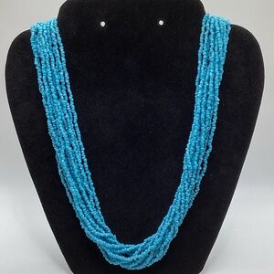 Bright Turquoise Stone Multi-Strand Bead Necklace